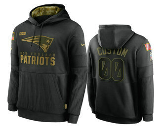 Men's New England Patriots ACTIVE PLAYER Custom 2020 Black Salute To Service Sideline Performance Pullover Hoodie